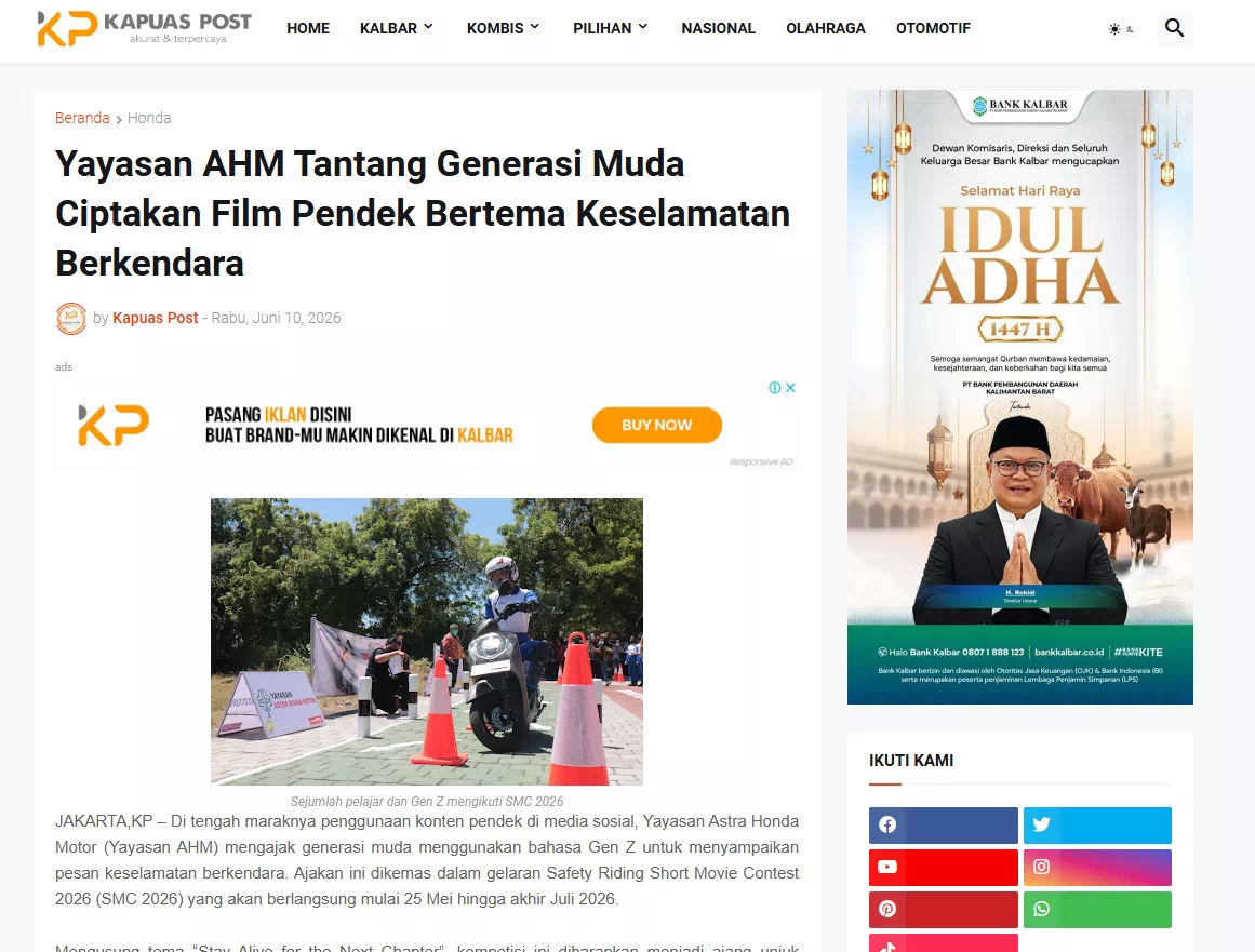 Yayasan AHM Tantang Generasi Muda Ciptakan Film Pendek Bertema Keselamatan Berkendara