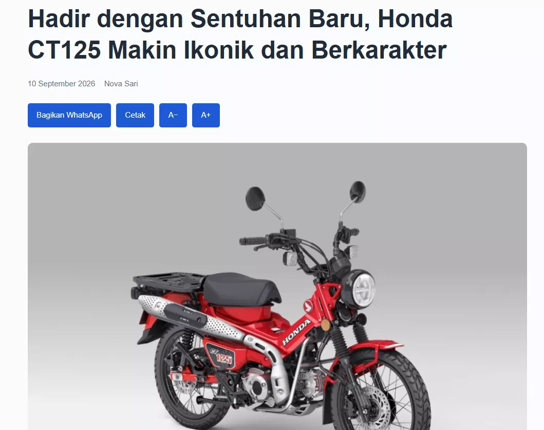 Hadir dengan Sentuhan Baru, Honda CT125 Makin Ikonik dan Berkarakter