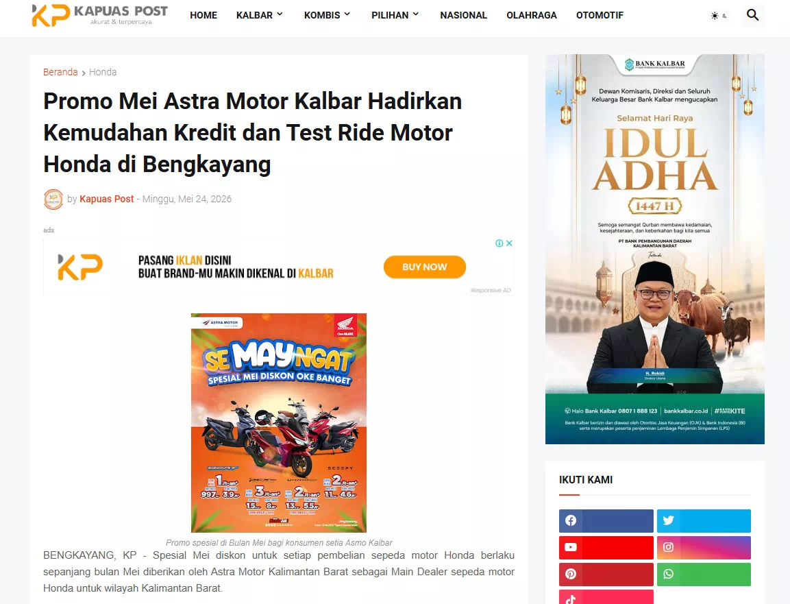 Promo Mei Astra Motor Kalbar Hadirkan Kemudahan Kredit dan Test Ride Motor Honda di Bengkayang