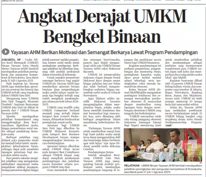 Angkat Derajat UMKM Bengkel Binaan, Yayasan AHM Berikan Motivasi dan Semangat Berkarya Lewat Program Pendampingan