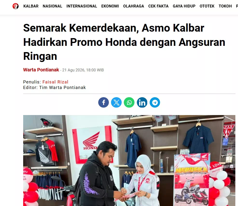 Semarak Kemerdekaan, Asmo Kalbar Hadirkan Promo Honda dengan Angsuran Ringan