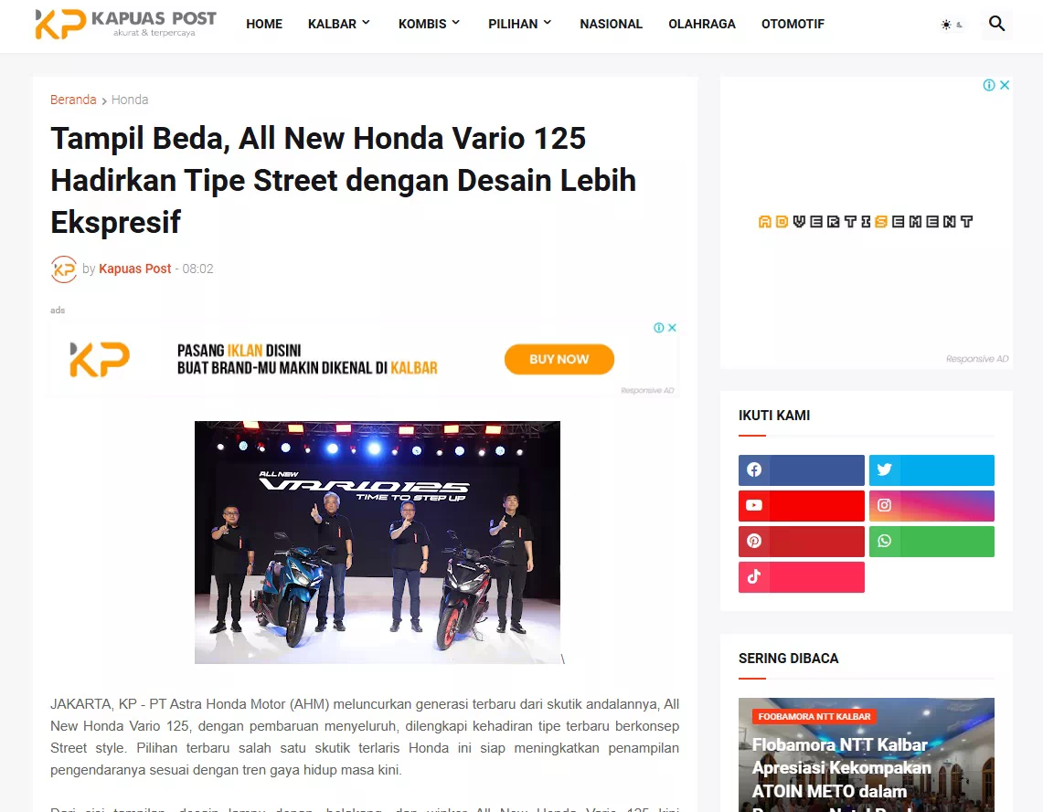 Tampil Beda, All New Honda Vario 125 Hadirkan Tipe Street dengan Desain Lebih Ekspresif