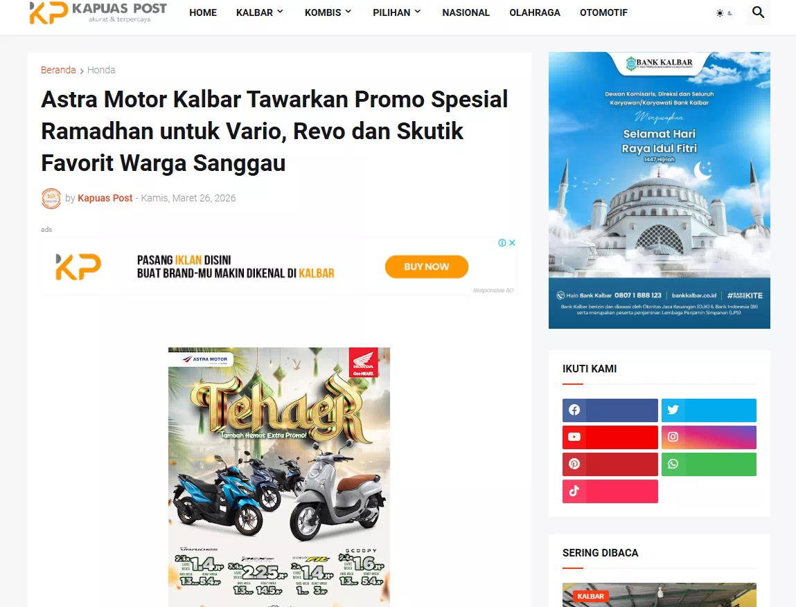 Astra Motor Kalbar Tawarkan Promo Spesial Ramadhan untuk Vario, Revo dan Skutik Favorit Warga Sanggau