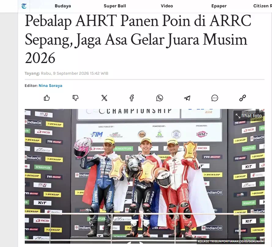 Pebalap AHRT Panen Poin di ARRC Sepang, Jaga Asa Gelar Juara Musim 2026