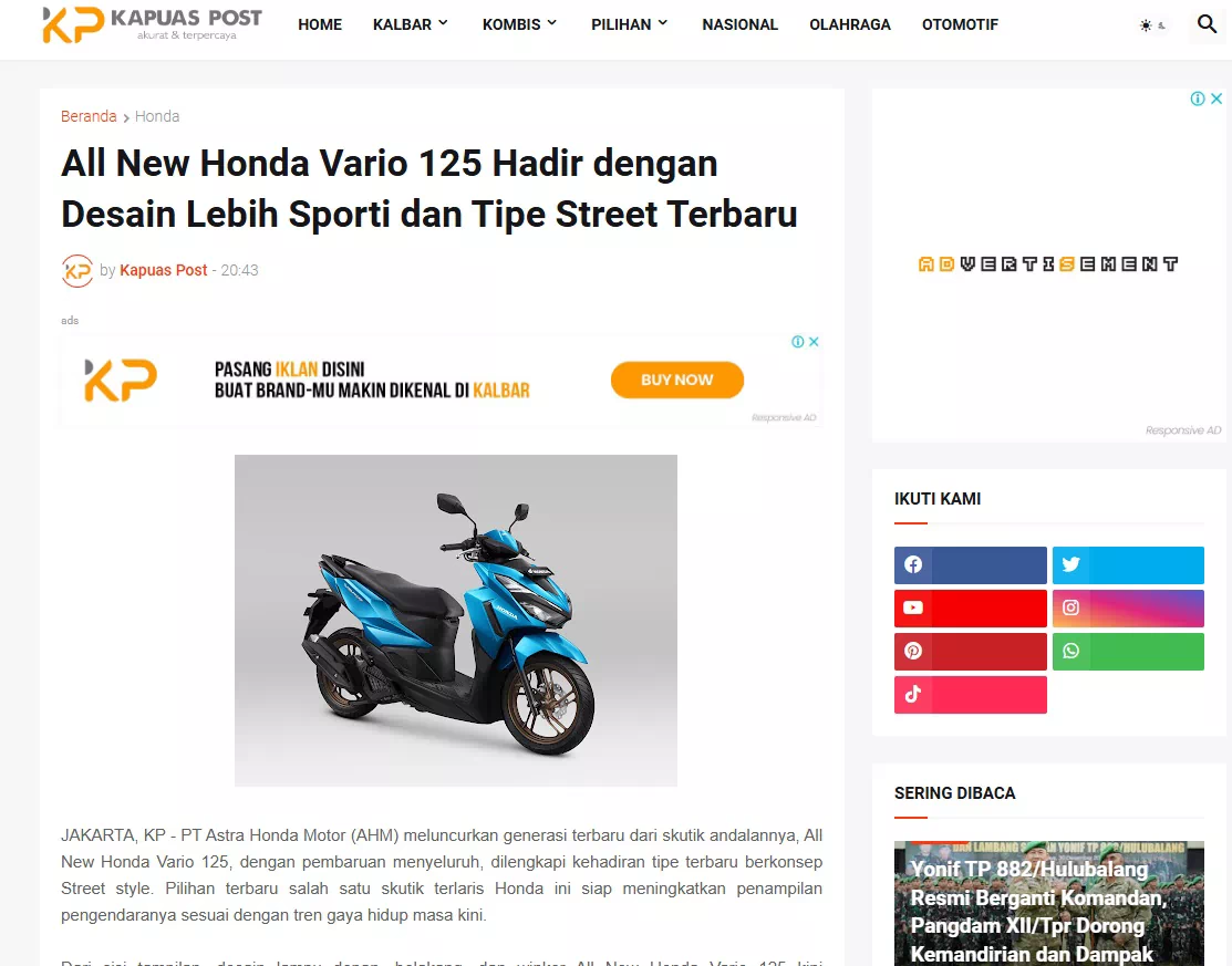All New Honda Vario 125 Hadir dengan Desain Lebih Sporti dan Tipe Street Terbaru