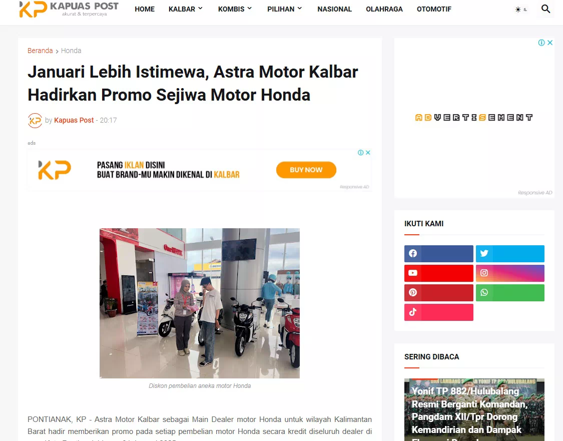 Januari Lebih Istimewa, Astra Motor Kalbar Hadirkan Promo Sejiwa Motor Honda