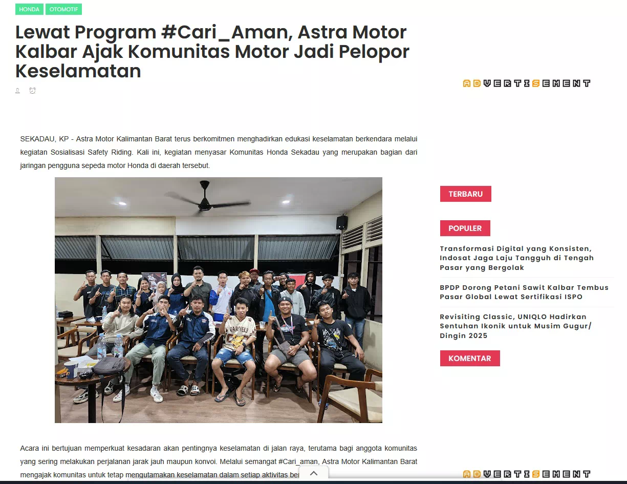Lewat Program #Cari_Aman, Astra Motor Kalbar Ajak Komunitas Motor Jadi Pelopor Keselamatan
