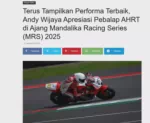 Terus Tampilkan Performa Terbaik, Andy Wijaya Apresiasi Pebalap AHRT di Ajang Mandalika Racing Series (MRS) 2025