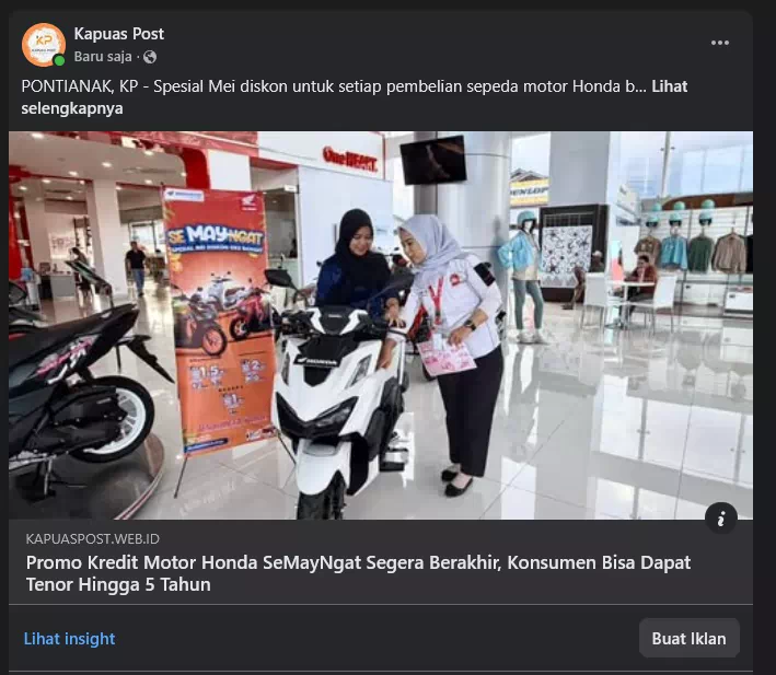 Spesial Mei diskon untuk setiap pembelian sepeda motor Honda