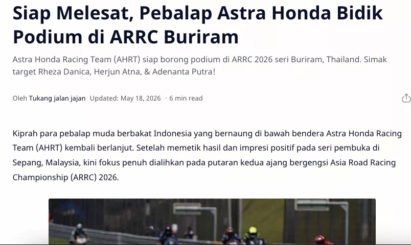 Siap Melesat, Pebalap Astra Honda Bidik Podium di ARRC Buriram