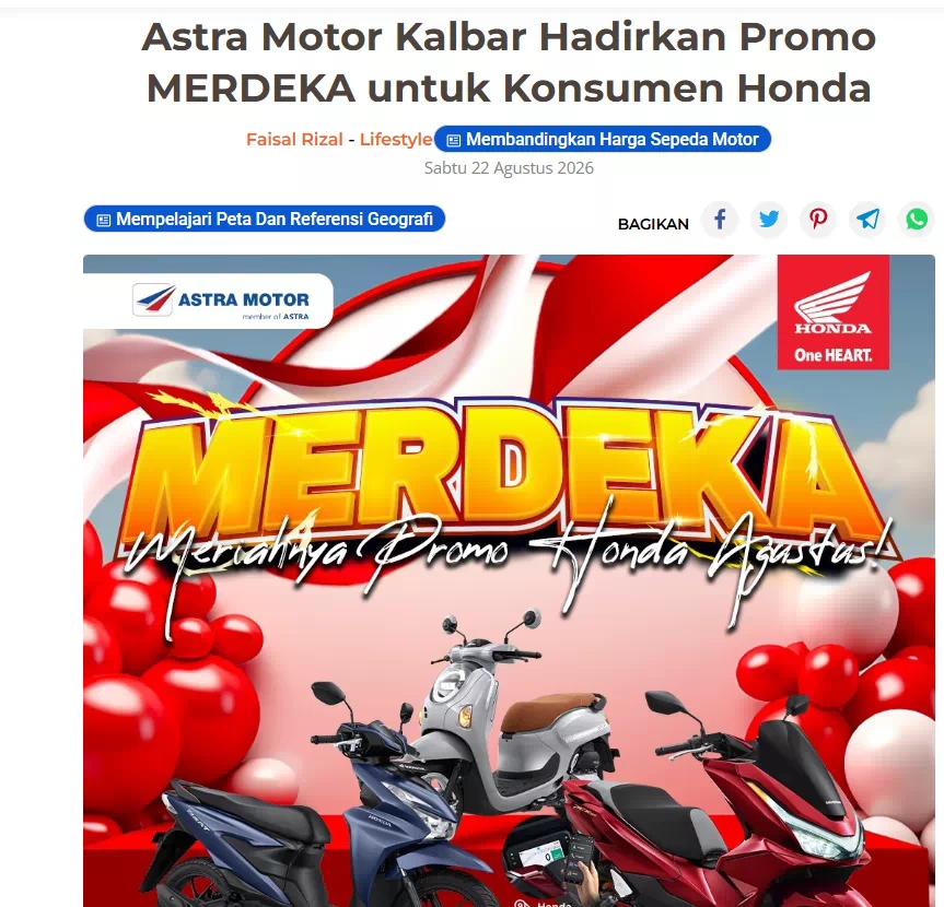 Astra Motor Kalbar Hadirkan Promo MERDEKA untuk Konsumen Honda