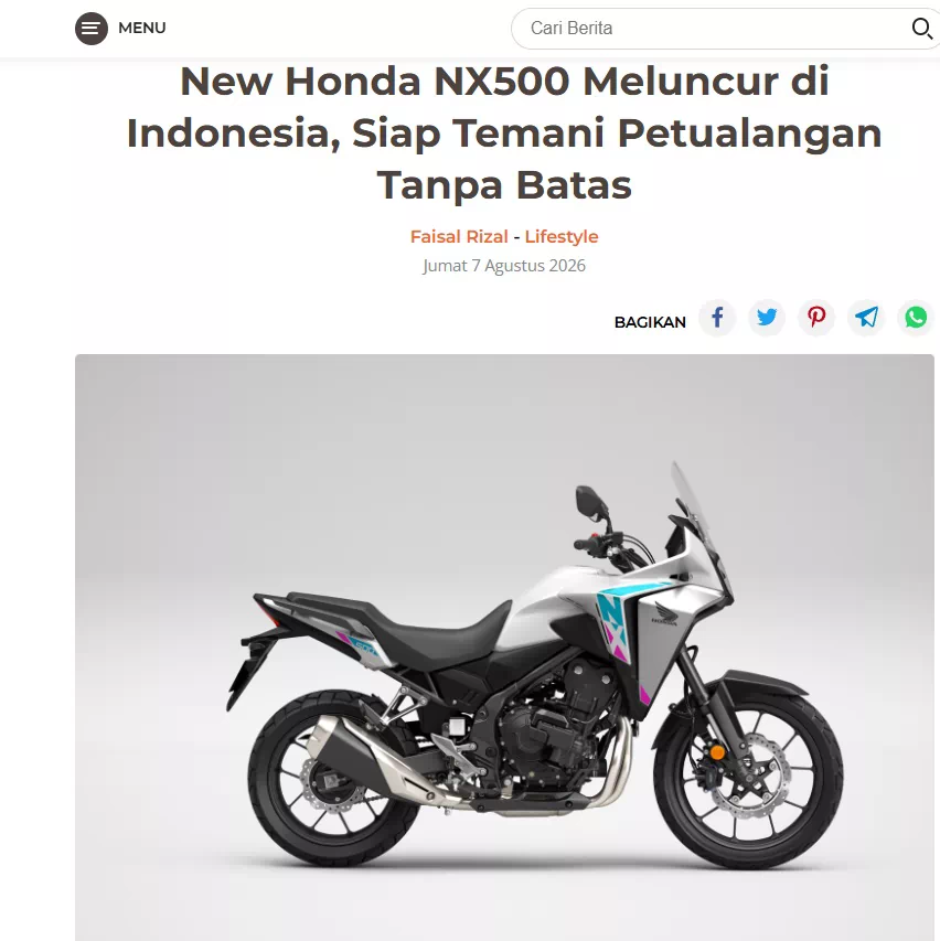 New Honda NX500 Meluncur di Indonesia, Siap Temani Petualangan Tanpa Batas