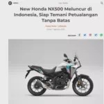 New Honda NX500 Meluncur di Indonesia, Siap Temani Petualangan Tanpa Batas