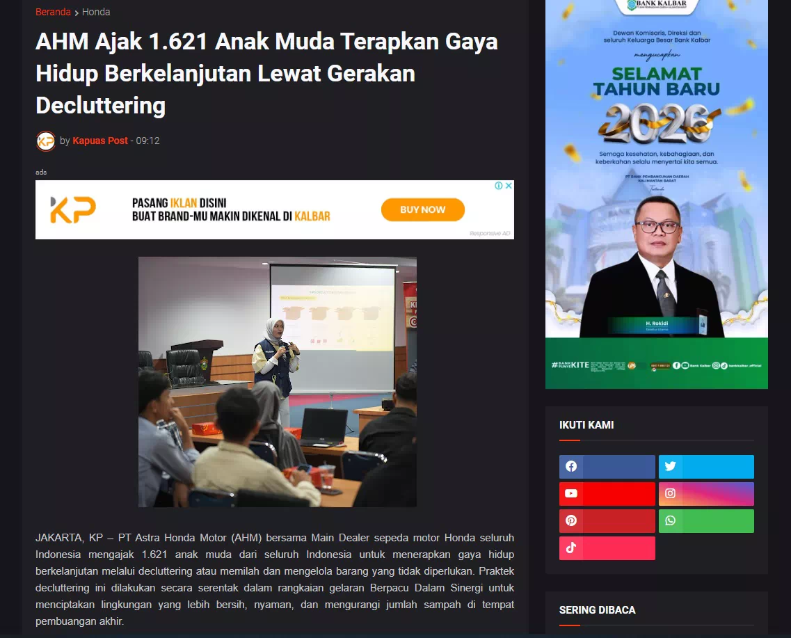 AHM Ajak 1.621 Anak Muda Terapkan Gaya Hidup Berkelanjutan Lewat Gerakan Decluttering