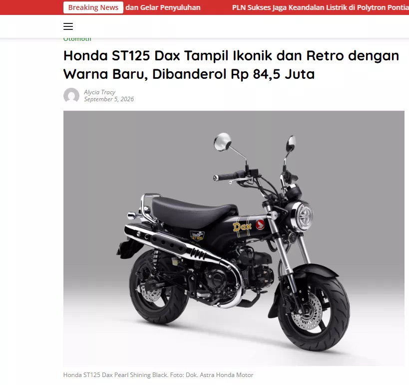 Honda ST125 Dax Tampil Ikonik dan Retro dengan Warna Baru, Dibanderol Rp 84,5 Juta
