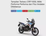 Tampilan Terbaru CRF1000L Miliki Performa Performa dan Fitur Andalan Dikelasnya