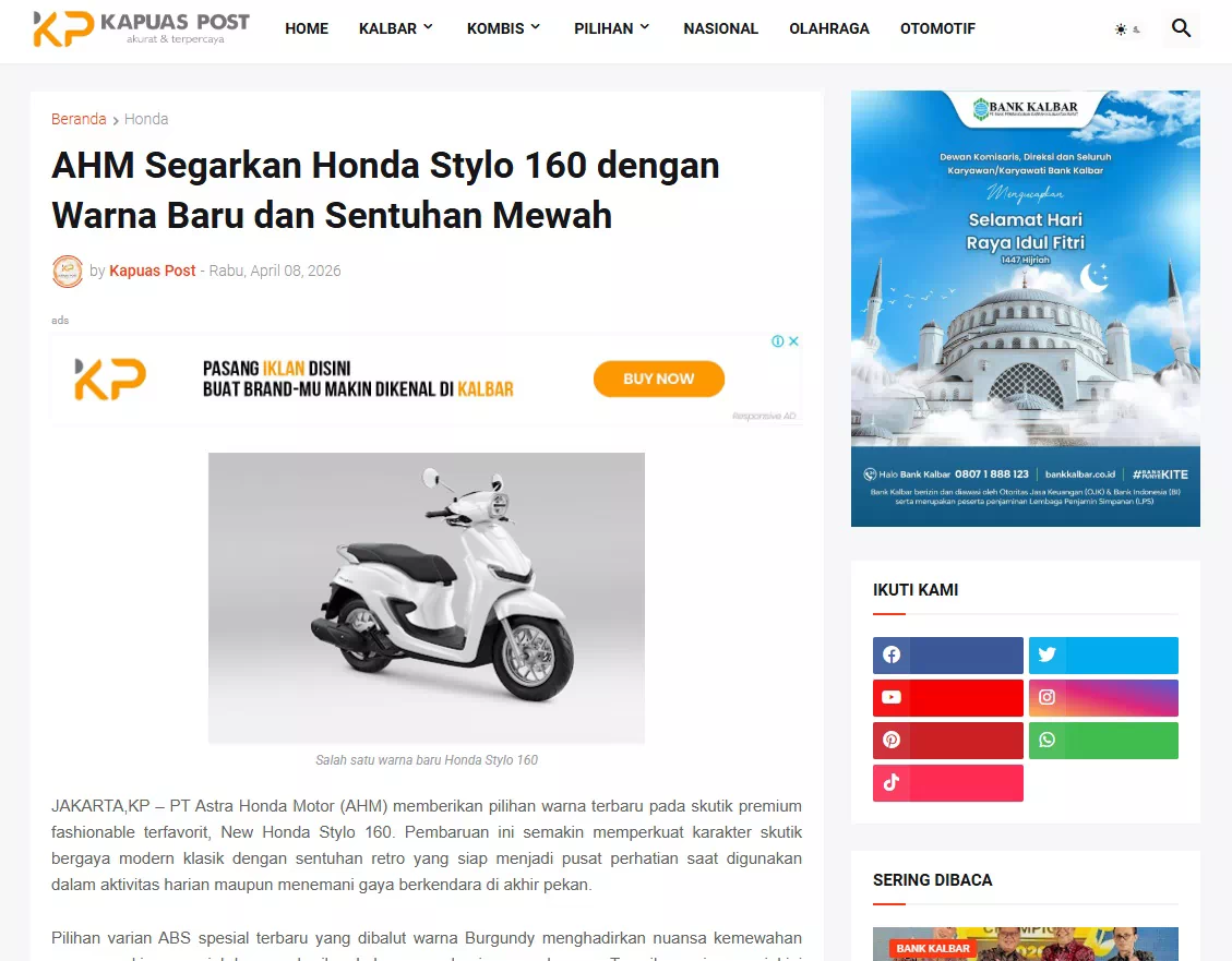 AHM Segarkan Honda Stylo 160 dengan Warna Baru dan Sentuhan Mewah