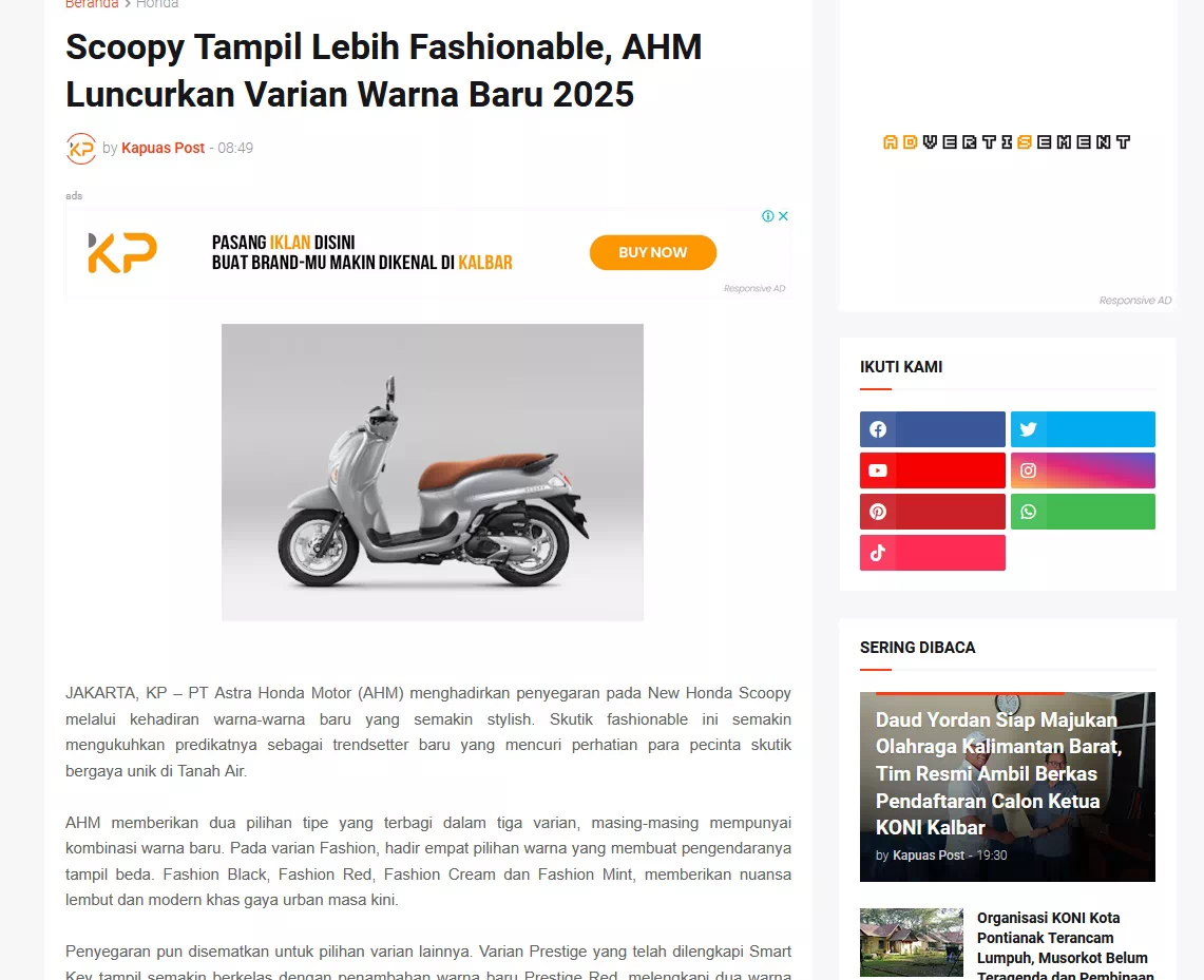 Scoopy Tampil Lebih Fashionable, AHM Luncurkan Varian Warna Baru 2025
