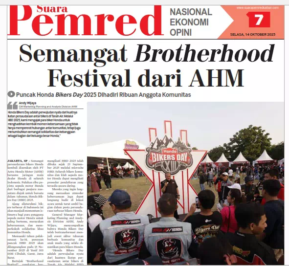 Semangat Brotherhood Festival dari AHM, Puncak Honda Bikers Day 2025 Dihadiri Ribuan Anggota Komunitas