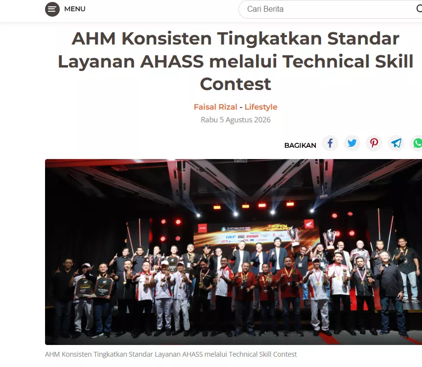 AHM Konsisten Tingkatkan Standar Layanan AHASS melalui Technical Skill Contest