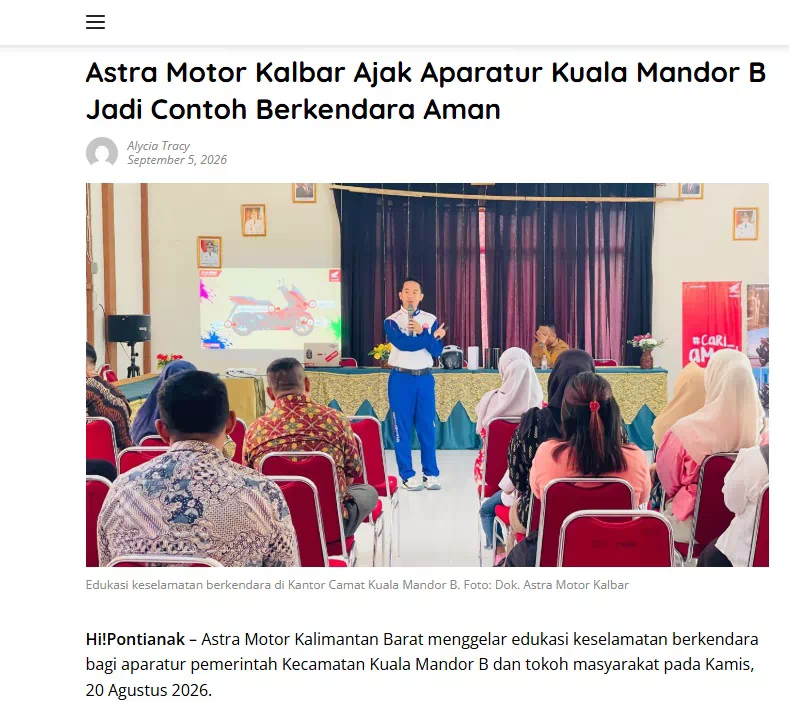 Astra Motor Kalbar Ajak Aparatur Kuala Mandor B Jadi Contoh Berkendara Aman