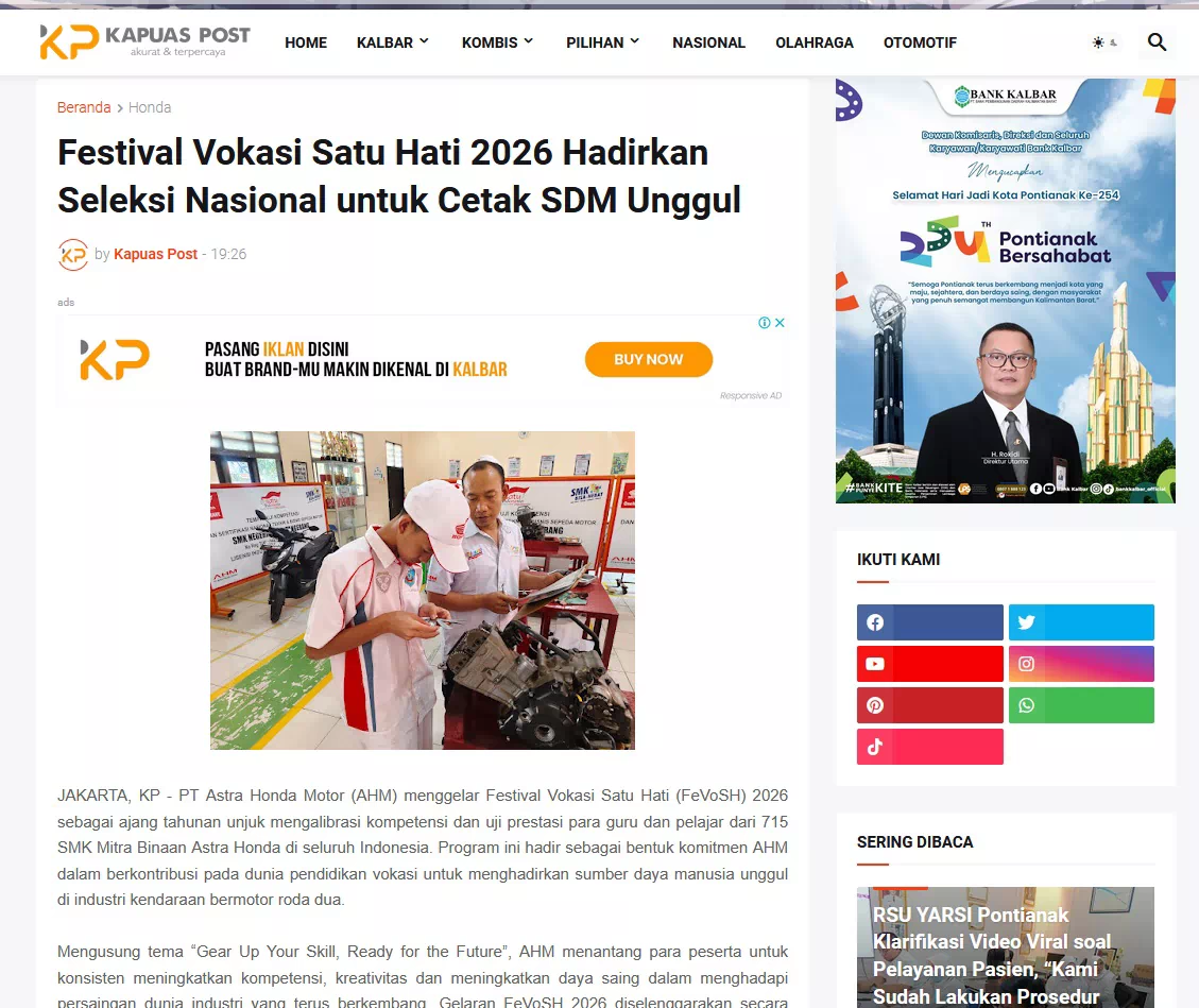 Festival Vokasi Satu Hati 2026 Hadirkan Seleksi Nasional untuk Cetak SDM Unggul