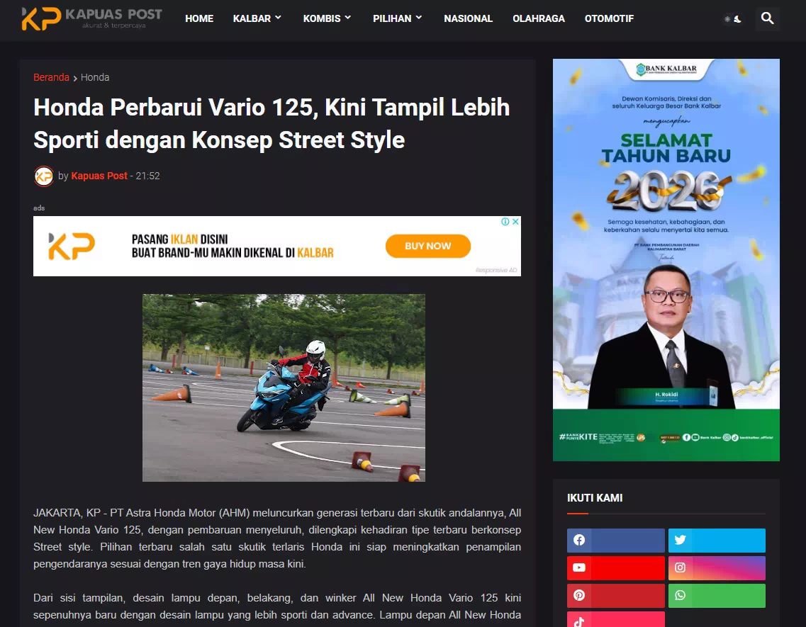 Honda Perbarui Vario 125, Kini Tampil Lebih Sporti dengan Konsep Street Style