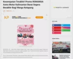 Kesempatan Terakhir! Promo ROMANSA Astra Motor Kalimantan Barat Segera Berakhir Bagi Warga Ketapang