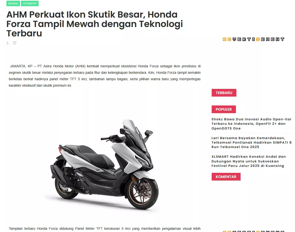 AHM Perkuat Ikon Skutik Besar, Honda Forza Tampil Mewah dengan Teknologi Terbaru