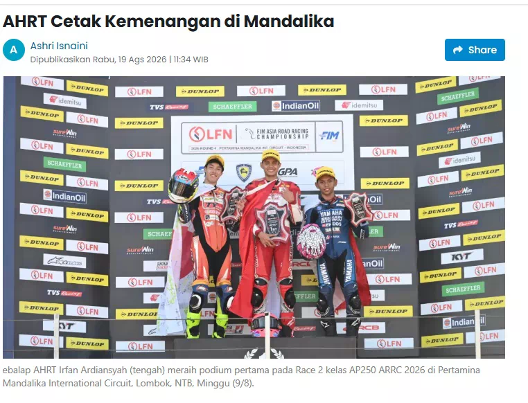 AHRT Cetak Kemenangan di Mandalika