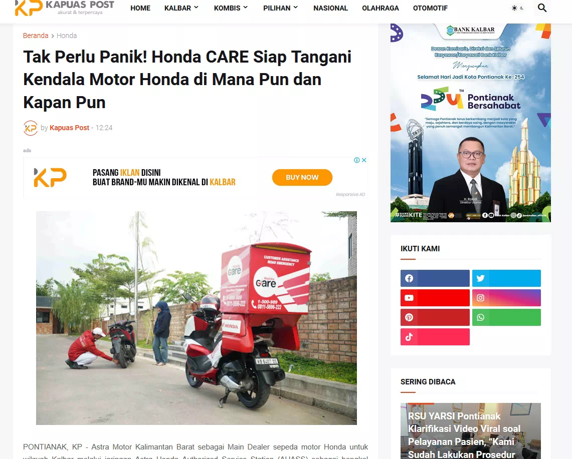 Tak Perlu Panik! Honda CARE Siap Tangani Kendala Motor Honda di Mana Pun dan Kapan Pun
