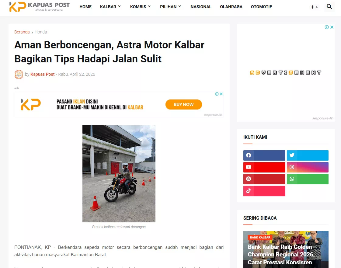Aman Berboncengan, Astra Motor Kalbar Bagikan Tips Hadapi Jalan Sulit