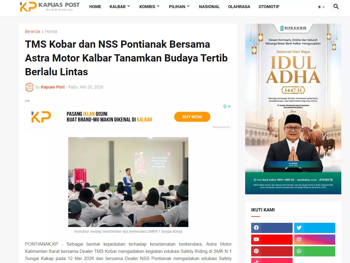 TMS Kobar dan NSS Pontianak Bersama Astra Motor Kalbar Tanamkan Budaya Tertib Berlalu Lintas