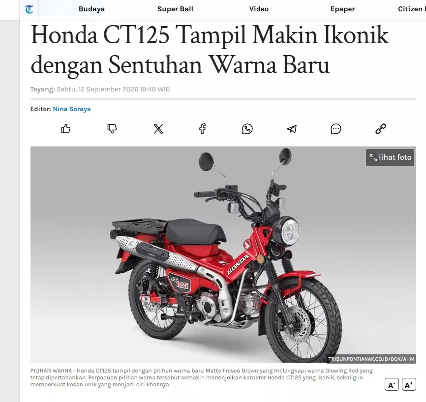 Honda CT125 Tampil Makin Ikonik dengan Sentuhan Warna Baru
