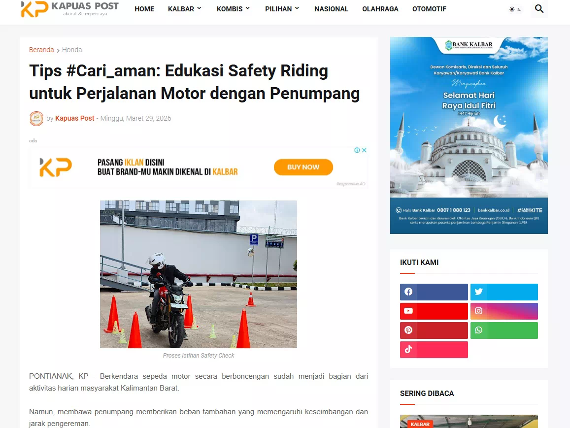 Tips #Cari_aman: Edukasi Safety Riding untuk Perjalanan Motor dengan Penumpang