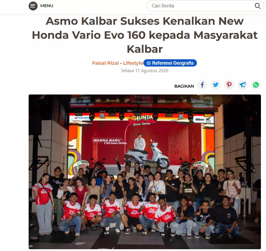 Asmo Kalbar Sukses Kenalkan New Honda Vario Evo 160 kepada Masyarakat Kalbar
