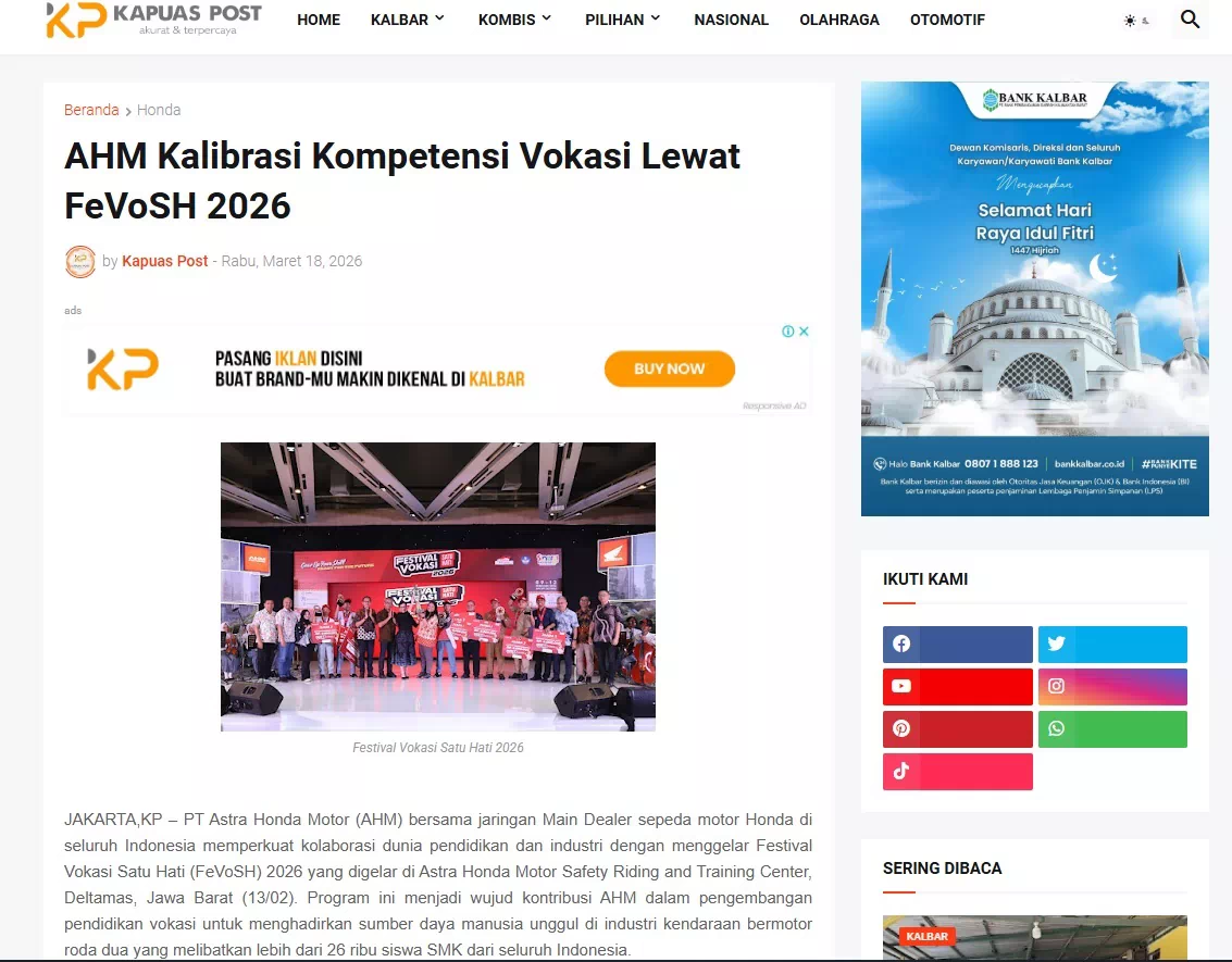 AHM Kalibrasi Kompetensi Vokasi Lewat FeVoSH 2026