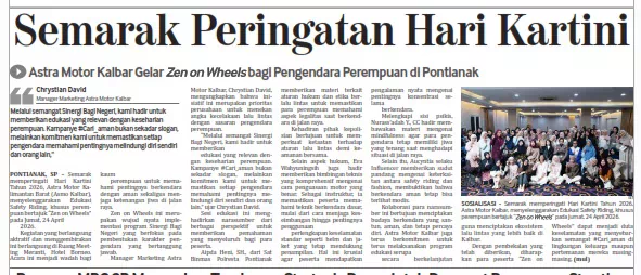 Semarak Peringatan Hari Kartini, Astra Motor Kalbar Gelar Zen on Wheels bagi Pengendara Perempuan di Pontianak