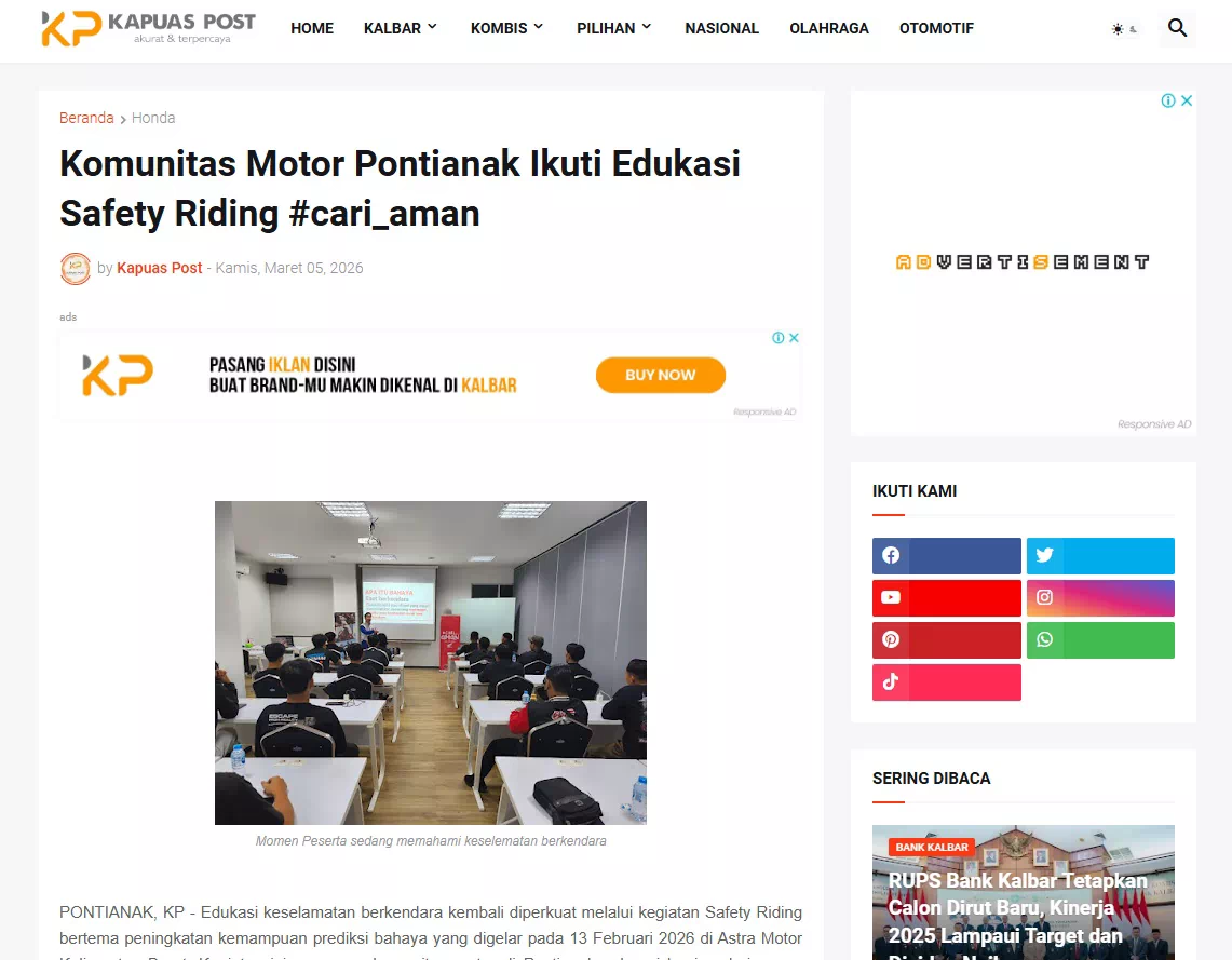 Komunitas Motor Pontianak Ikuti Edukasi Safety Riding #cari_aman