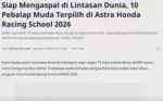 Siap Mengaspal di Lintasan Dunia, 10 Pebalap Muda Terpilih di Astra Honda Racing School 2026