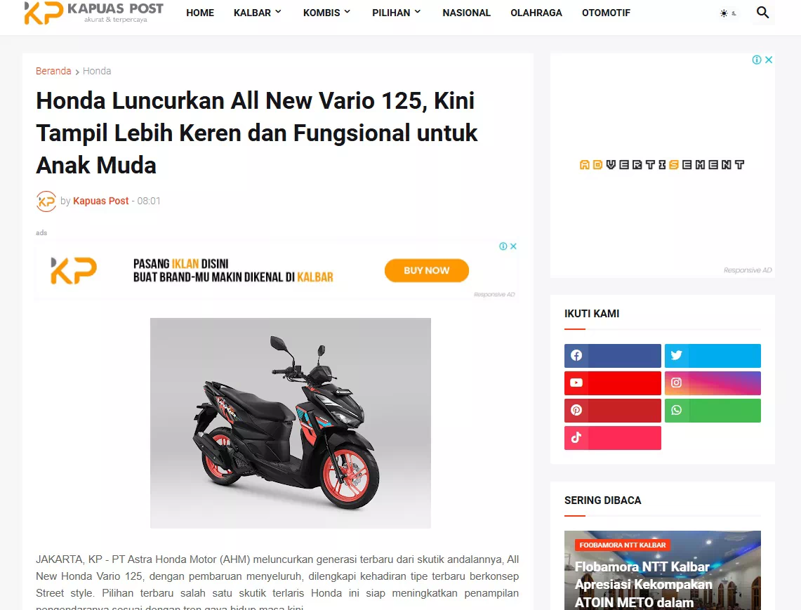 Honda Luncurkan All New Vario 125, Kini Tampil Lebih Keren dan Fungsional untuk Anak Muda
