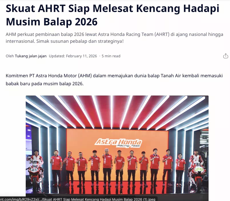 Home  AHRT 2026  Astra Honda Racing Team Skuat AHRT Siap Melesat Kencang Hadapi Musim Balap 2026