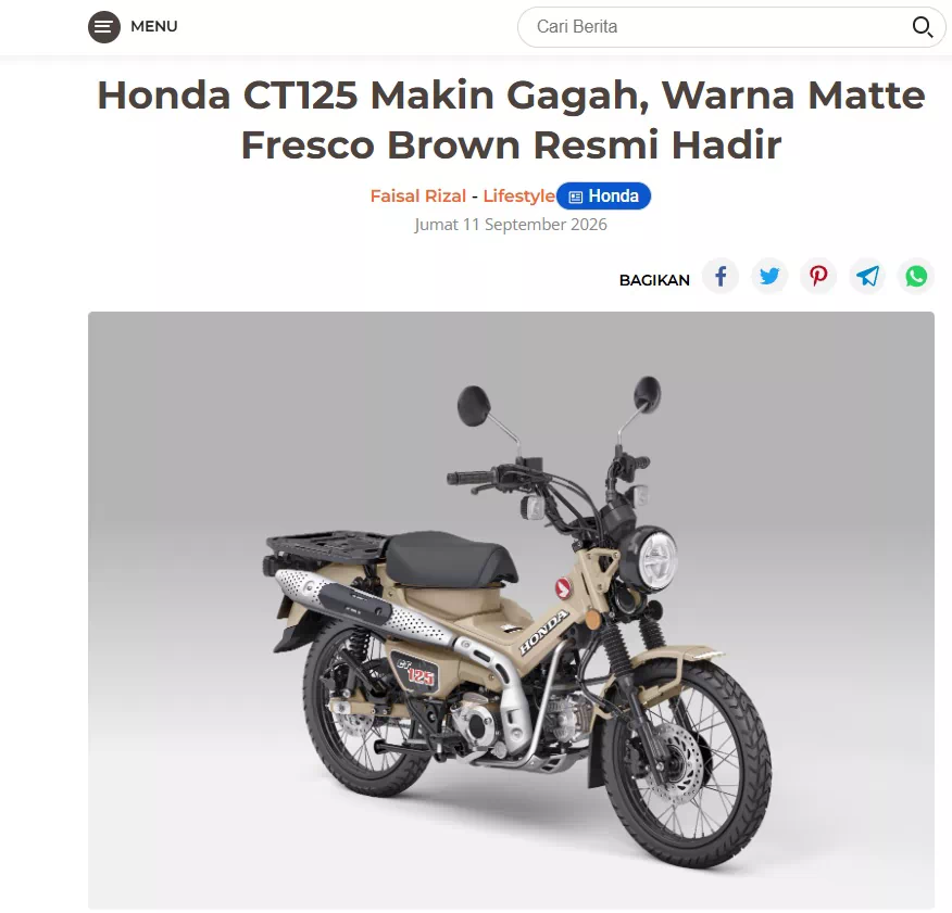 Honda CT125 Makin Gagah, Warna Matte Fresco Brown Resmi Hadir