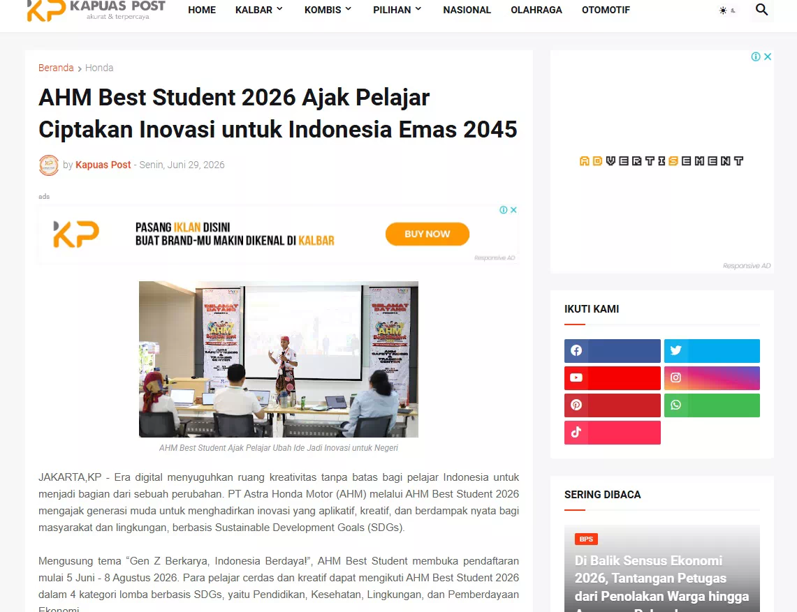 AHM Best Student 2026 Ajak Pelajar Ciptakan Inovasi untuk Indonesia Emas 2045