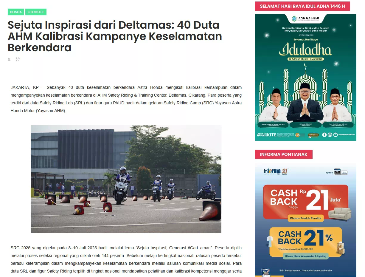 Sejuta Inspirasi dari Deltamas: 40 Duta AHM Kalibrasi Kampanye Keselamatan Berkendara