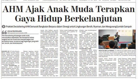 AHM Ajak Anak Muda Terapkan Gaya Hidup Berkelanjutan, Praktek Decluttering AHM Semarak Rangkaian Berpacu dalam Sinergi untuk Lingkungan Bersih, Nyaman, dan Mengurangi Jumlah Sampah