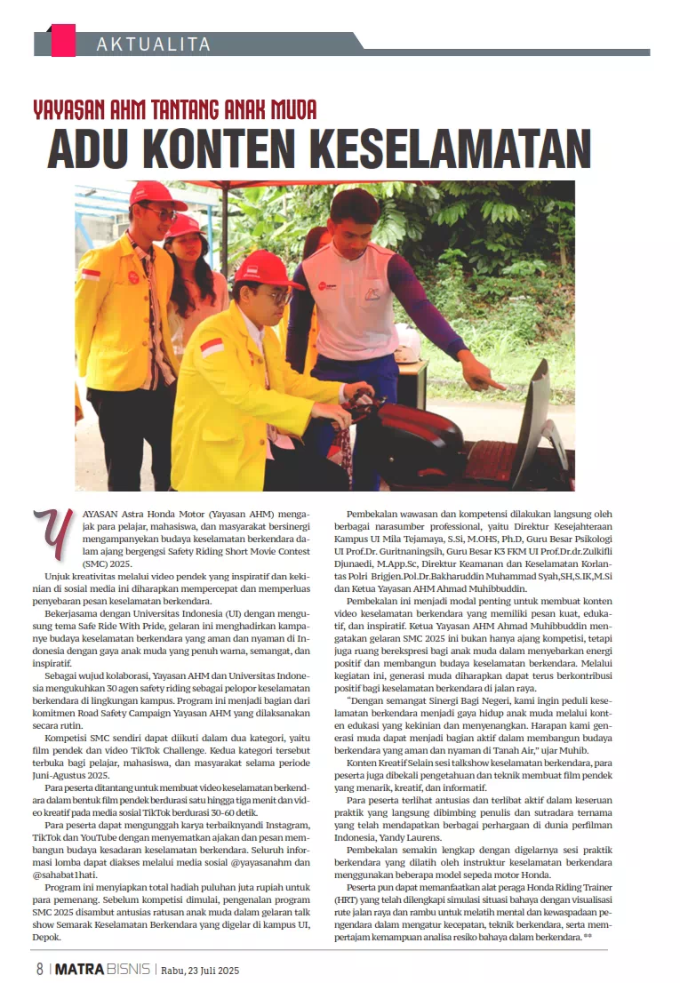YAYASAN AHM TANTANG ANAK MUDA ADU KONTEN KESELAMATAN