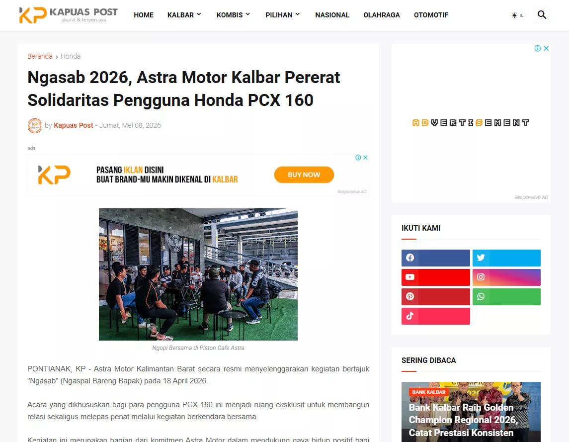 Ngasab 2026, Astra Motor Kalbar Pererat Solidaritas Pengguna Honda PCX 160