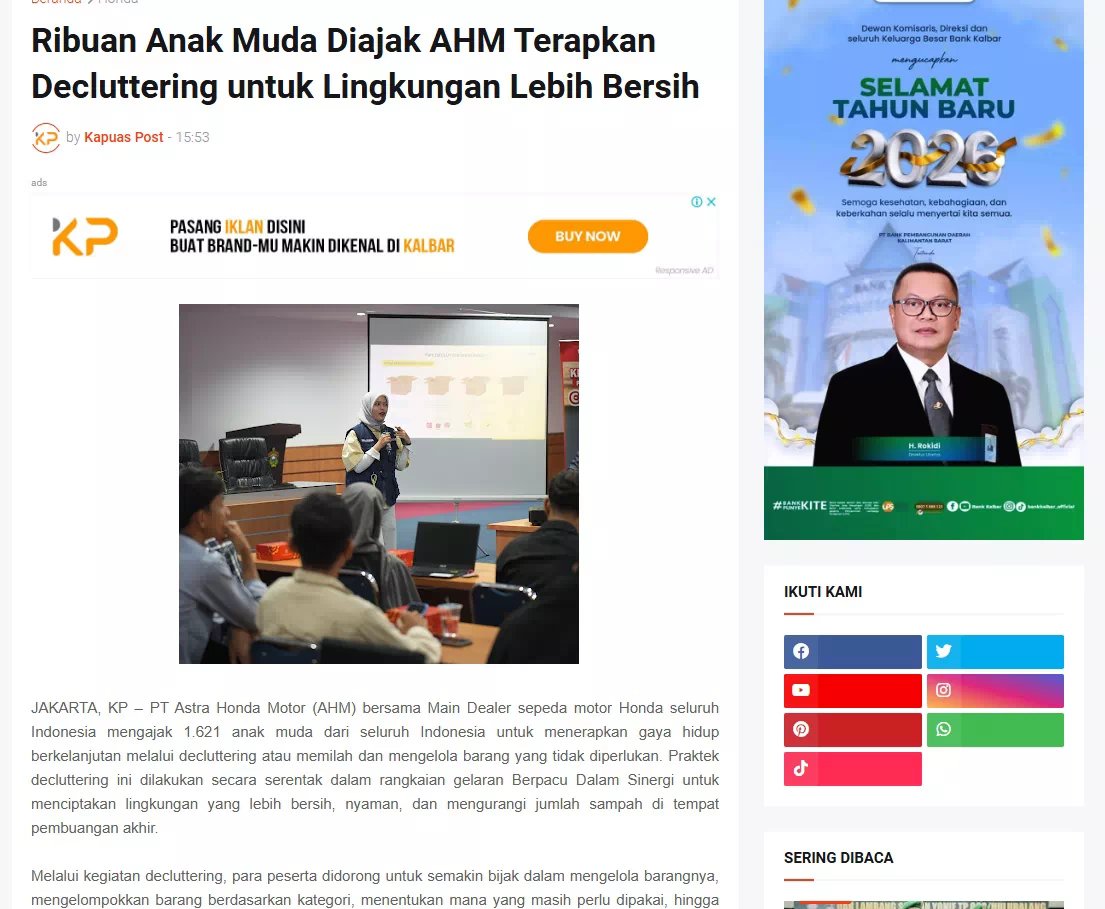 Ribuan Anak Muda Diajak AHM Terapkan Decluttering untuk Lingkungan Lebih Bersih