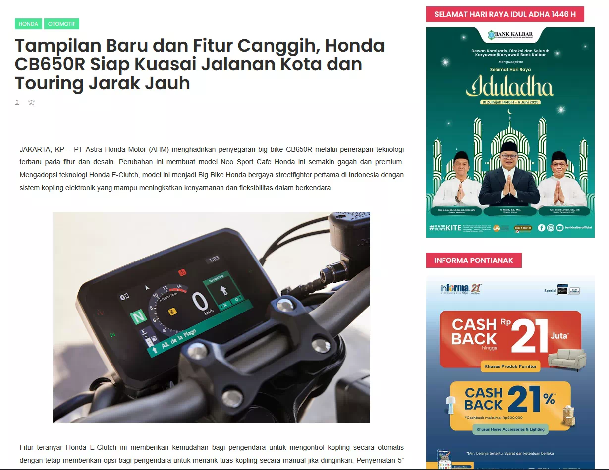 Tampilan Baru dan Fitur Canggih, Honda CB650R Siap Kuasai Jalanan Kota dan Touring Jarak Jauh